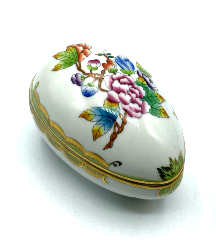 Vintage Herend Porzellan Eierdose Bonboniere Deckeldose Queen Victoria Dekor I.W0