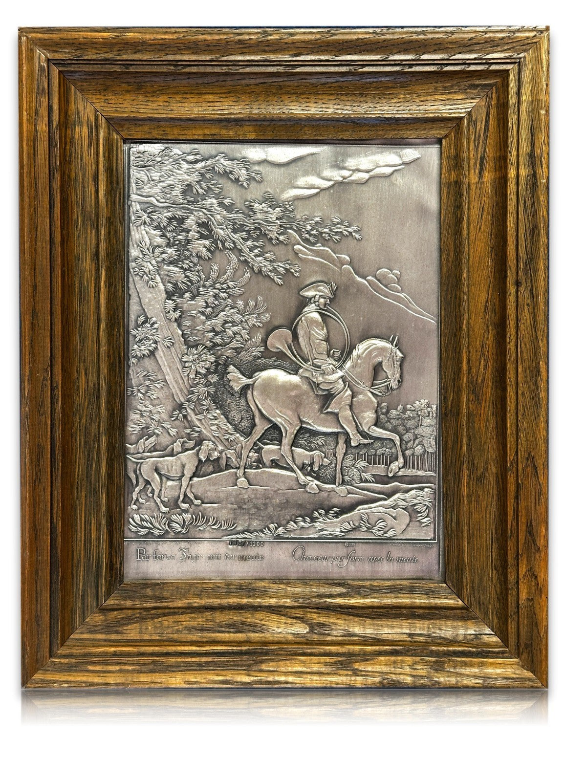 Silberrelief - Jagdszene J. E. Ridinger – Feinsilber 999 – limitiert 87/12000