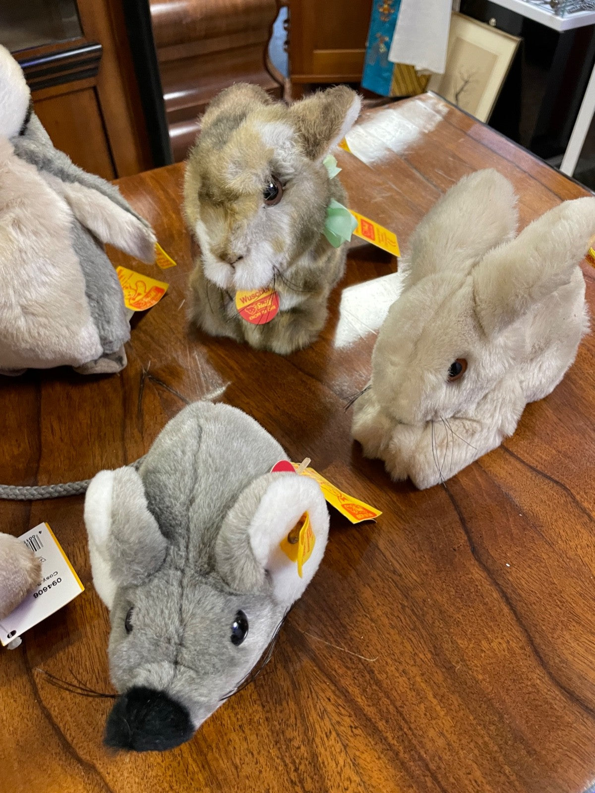 7 x top gepflegt Steiff Tier Konvolut Hase Pinguin Schwein Katze Maus Elefant5