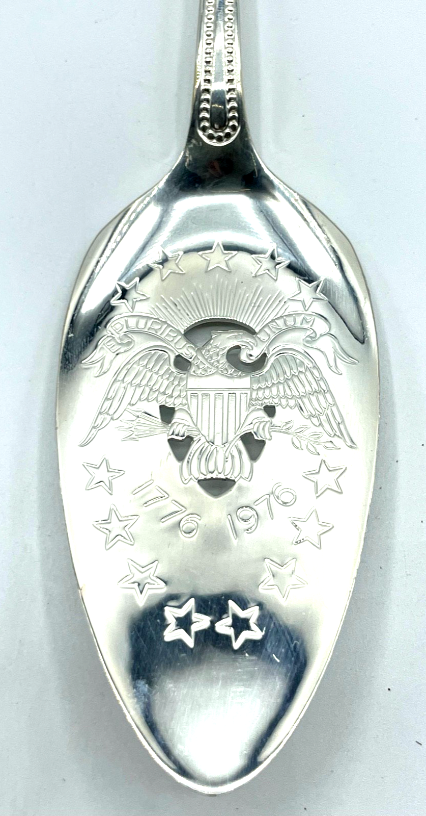 Vintage versilberter Tortenheber Gebäckheber Zweihundertjahrfeier USA Revolution0