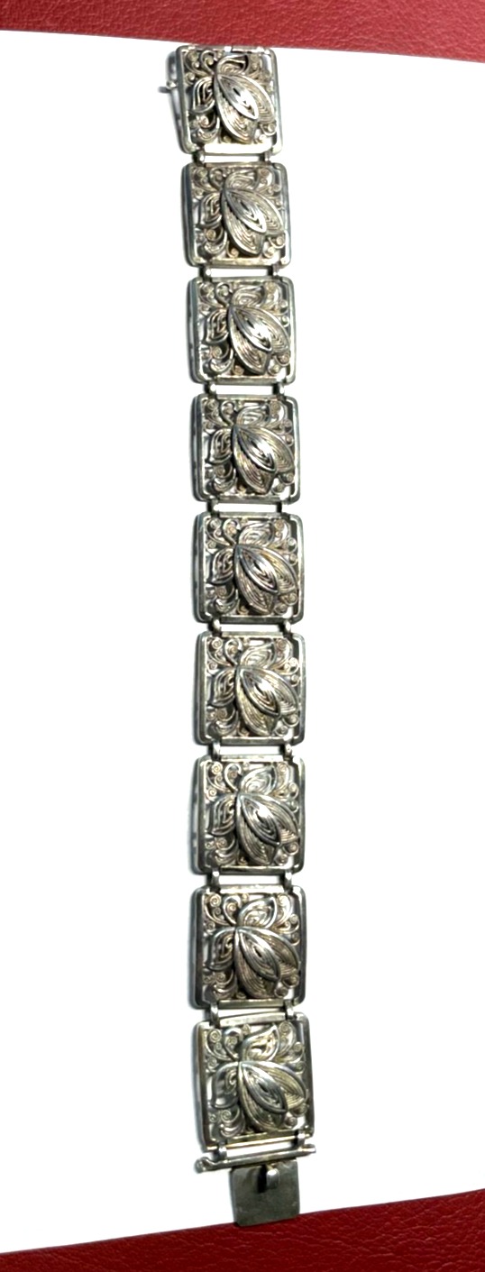 Antik 835 Silber Armband L 20 cm B 20 mm Filigransilber Handarbeit Jugendstil3