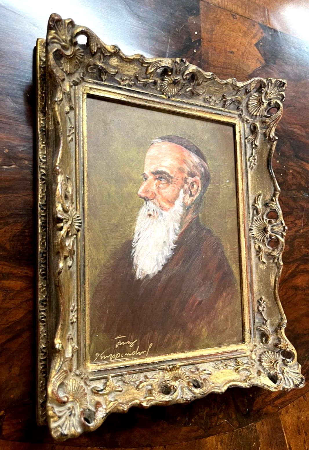 Ölgemälde Franz Krippendorf 1907-1982 Geistlicher mit Bart im Ornat Porträtbild3
