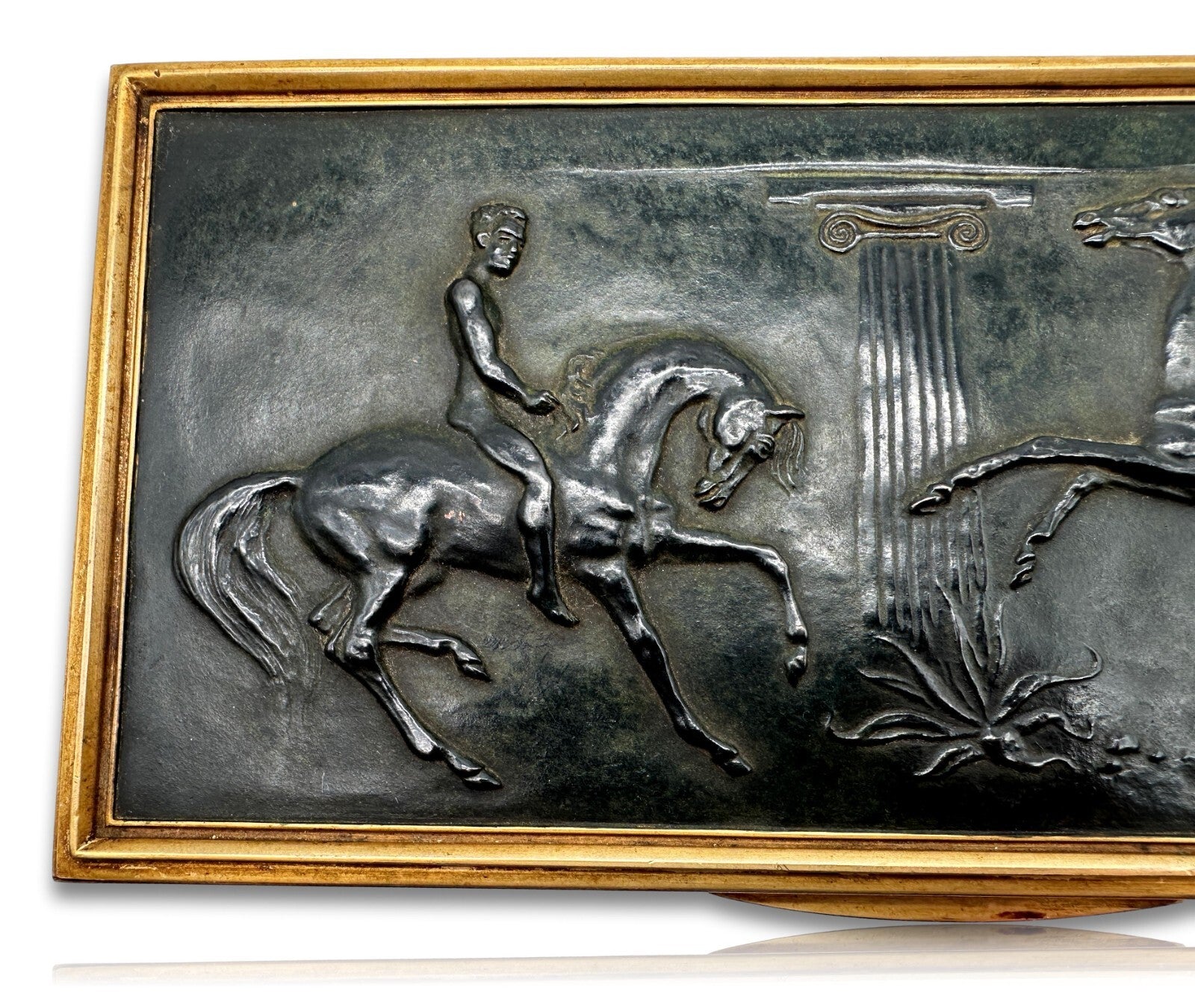 Erhard & Söhne Schwäbisch Gmünd - Art Déco Schatulle - Bronze Relief 'Dioskuren'9