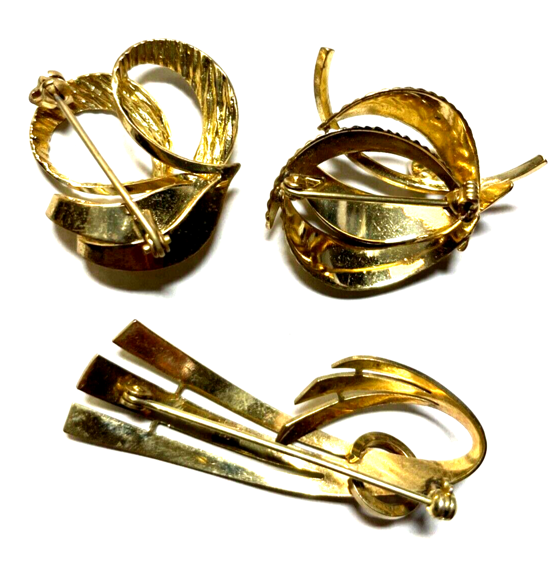 3 x vintage elegante amerikaner Gold Double Brosche Anstecknadel4