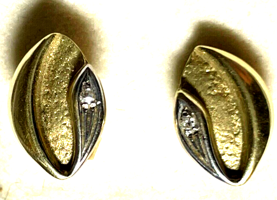 585 Gold 14 K Ohrringe Ohrstecker bicolor + Diamant Designer Juwelier Qualität2