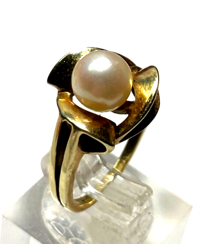 Solider Klassiker 585 Gold 14 K Ring RG 53 mit Akoya Perle Juwelier gepflegt 5Gr4