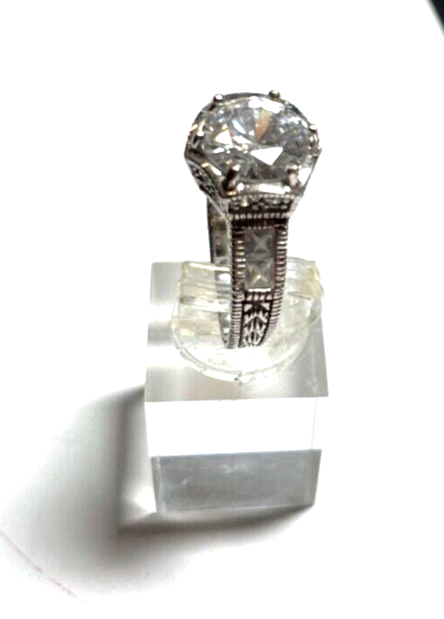 Mega Statement 925 Silber Ring Zirkonia Feuer Ø 10 mm RG 60 Ø 19 mm Cocktail14