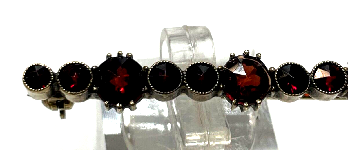 Wunderschöne antik Stabbrosche Granat Anstecknadel Golddouble L 42 mm elegant4