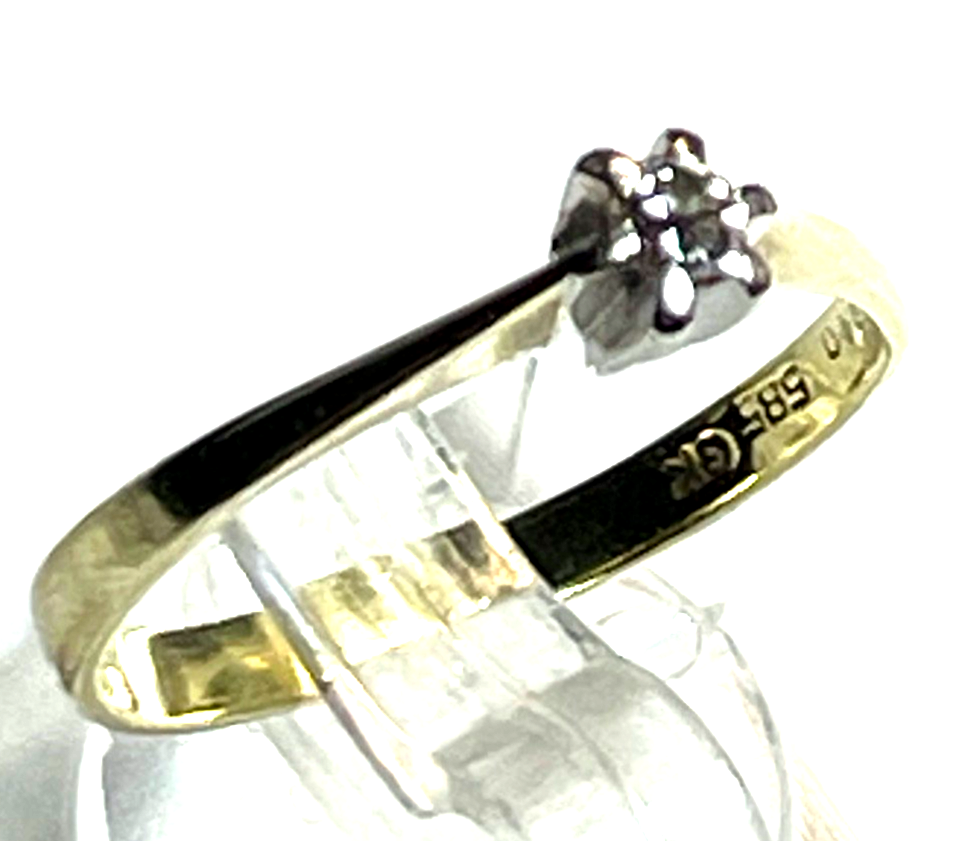 585 Gold 14 K Ring Solitär Brillant 0,1 ct. Juwelier Qualität RG 55 Verlobung7