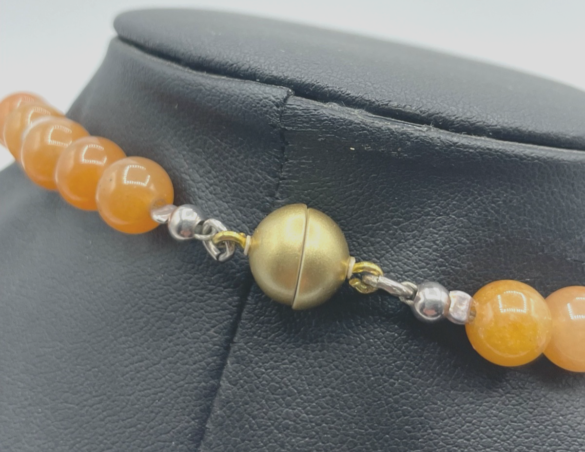 54 cm lange Honigcalcit Edelstein Kugelkette mit echt Silber im Mix Magnet Kugel3