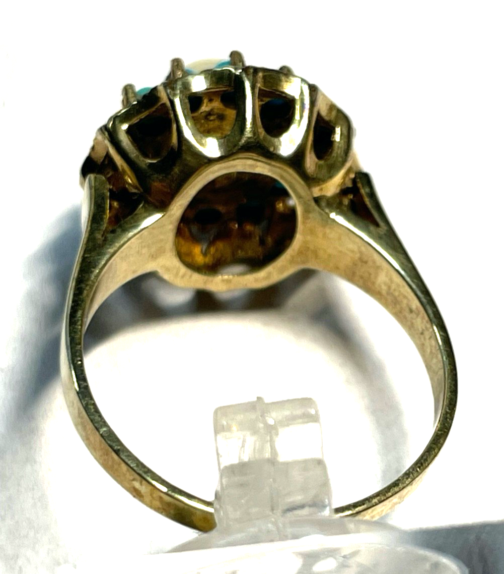 Vintage Design 333 Gold 8 K Ring Akoya Perle + Türkis Ø 18,4 mm RG 58 Juwelier5