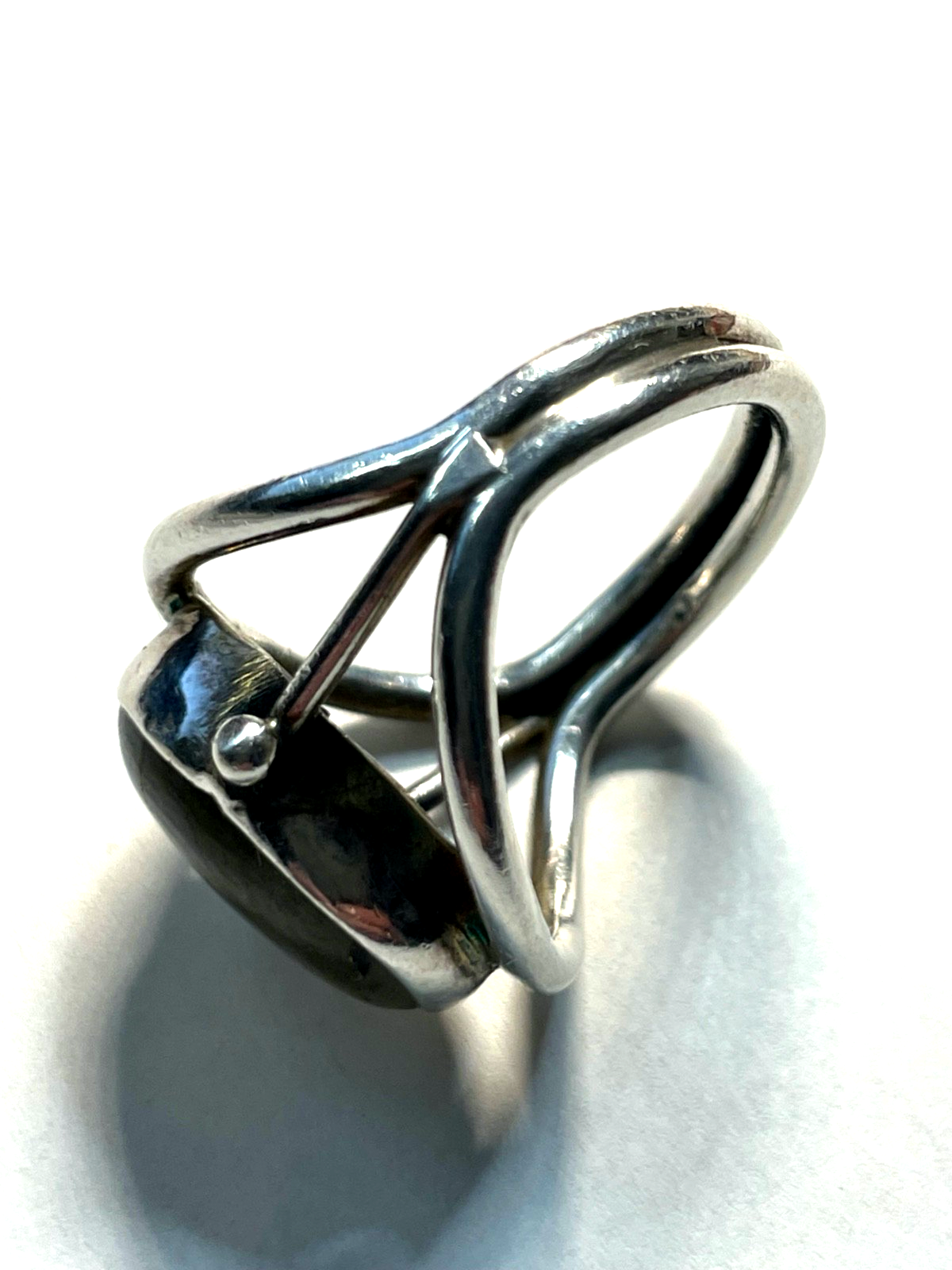 Solider 925 Silber Ring Labradorit Cabochon massiv Ø 20mm RG 63 Handarbeit6