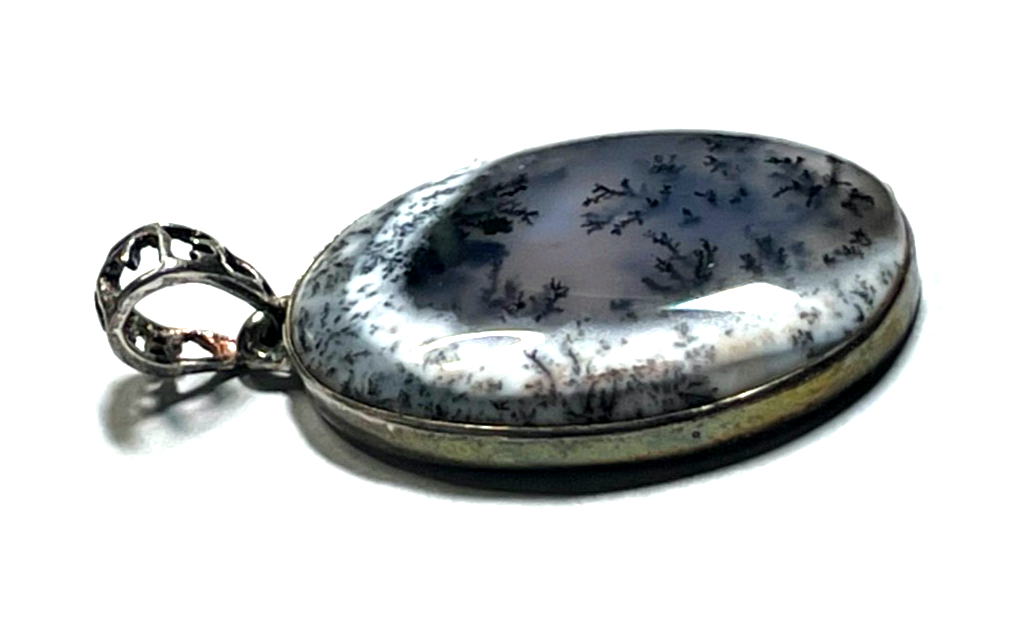 925 Silber Anhänger mit Dendritenachat Weiß Lavendel Schwarz L 38 mm B 22 mm7
