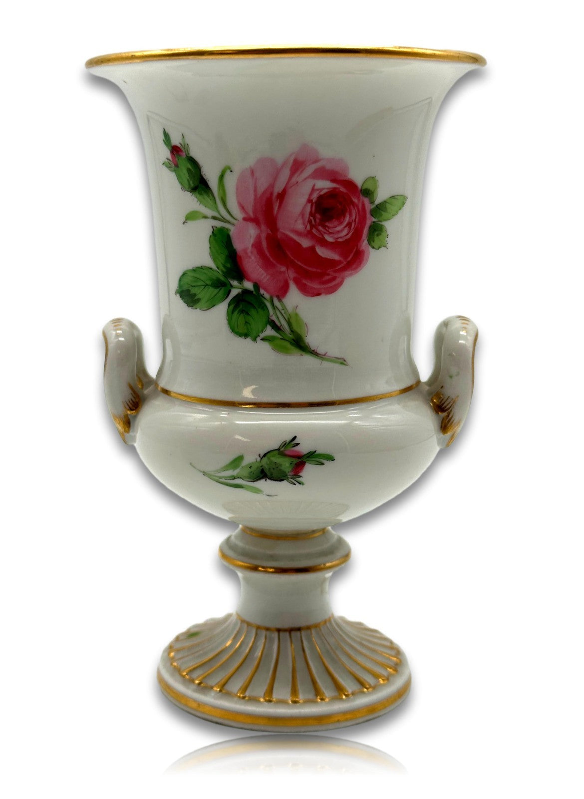 Antike Meissen Amphorenvase um 1900 – Handbemalt mit Rosen & Goldstaffage0