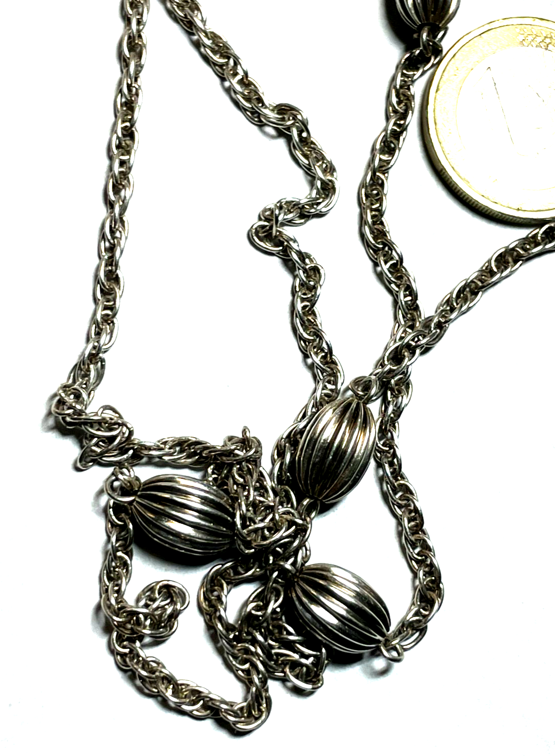 Solide gepflegte 925 Silber Halskette elegante Pulloverkette L 83 cm B 8 mm5