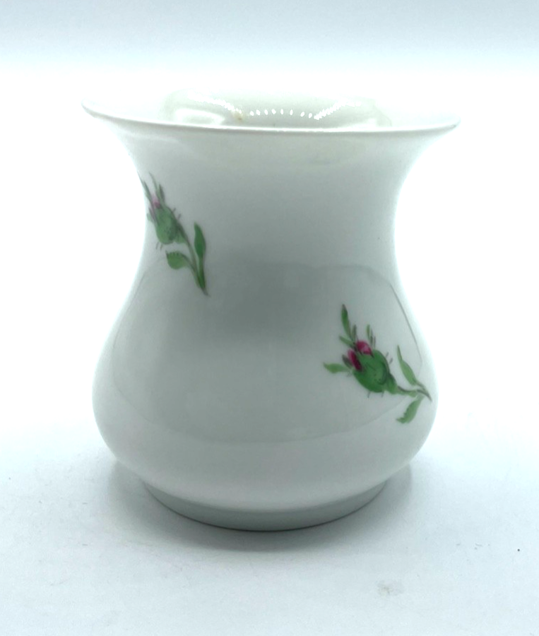 Vintage kl. Meissen Porzellan Vase Wildrose rote Rose Dekor H 6,3 cm  1A Zustand5