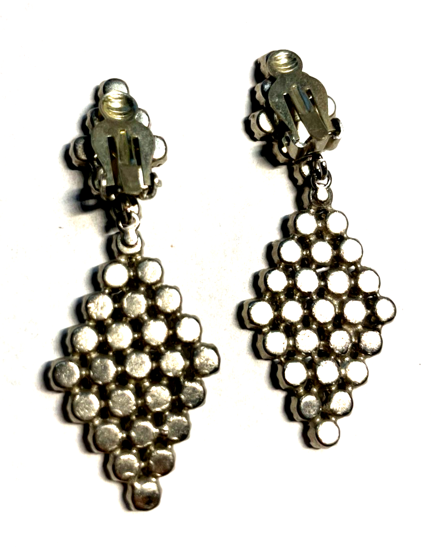 Paar vintage Strass Ohrclips Clips top gepflegt L 55 B 27 mm wunderschön elegant4