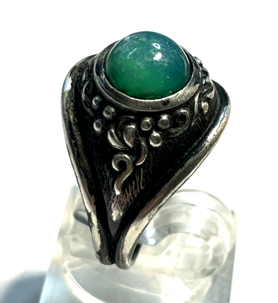 Antik 835 Silber Ring Chrysopras Cabochon RG 54 Ø 17 mm solide Qualität2