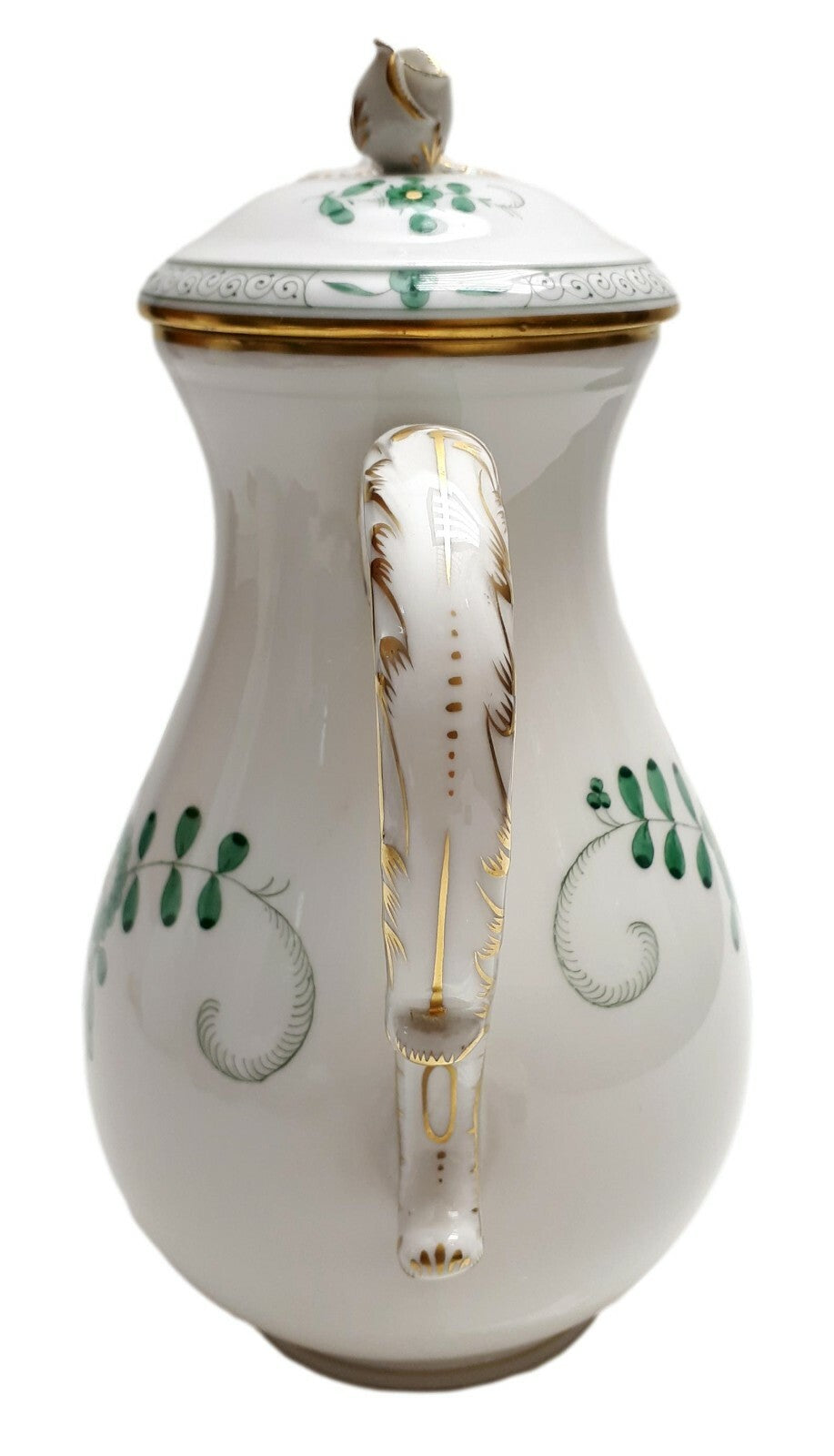 Meissen Porzellan - Kaffeekanne Kanne - indisch Grün - Goldstaffur3