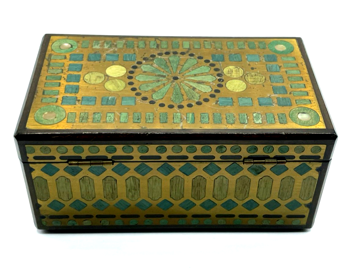 Jugendstil feine Schatulle Holz Truhe mit Intarsien vermutlich Wiener Sezession4