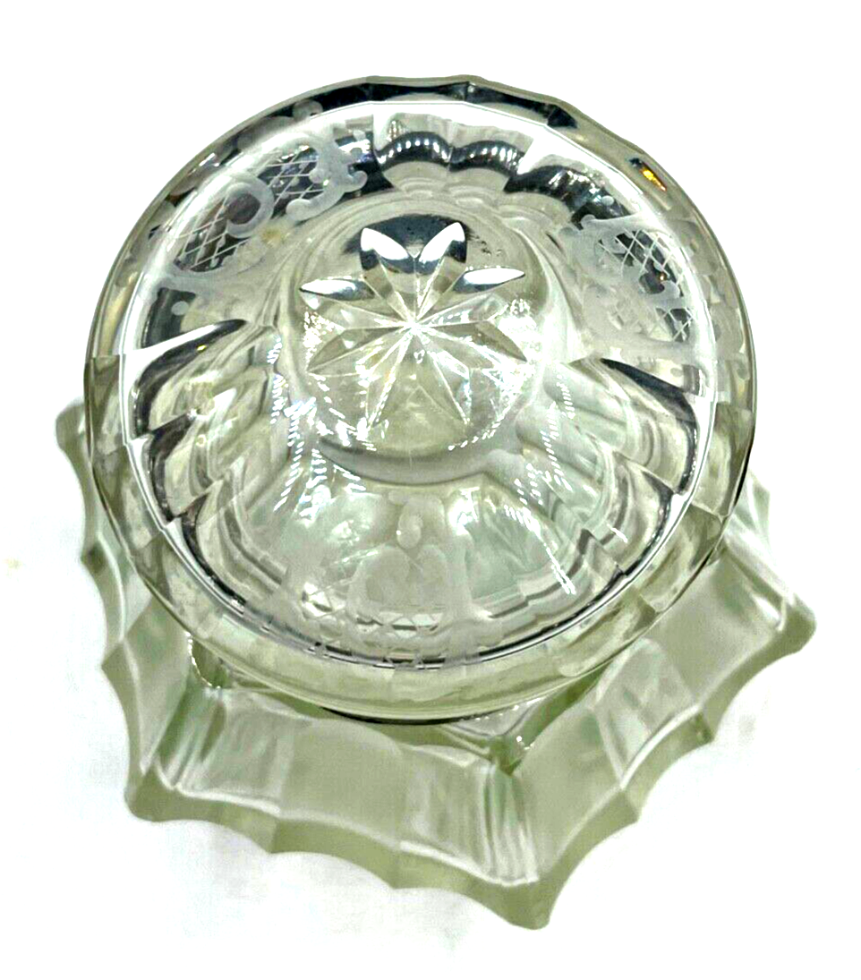 Antik 835 Silber Rand formschöne Glas Deckeldose Halbmond Krone Löwe Punzen topp1