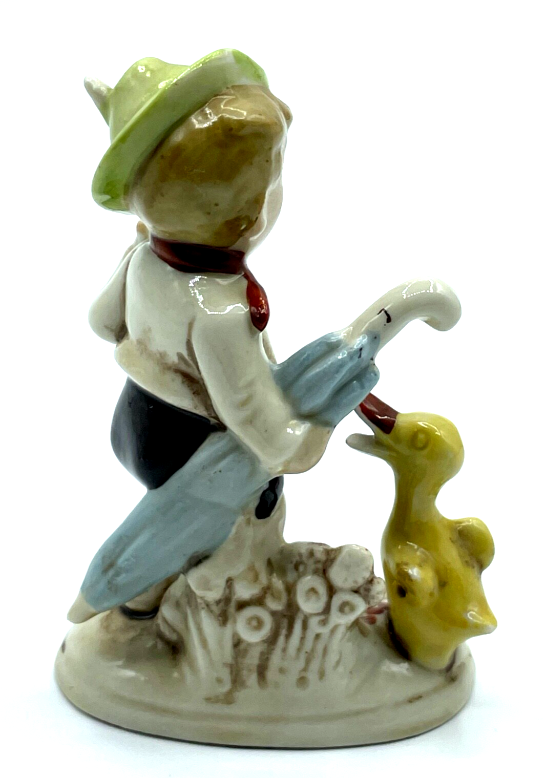 Foreign 20er J Nippes Figur Porzellan Junge Bub mit Ente Handbemalt H 10 cm3