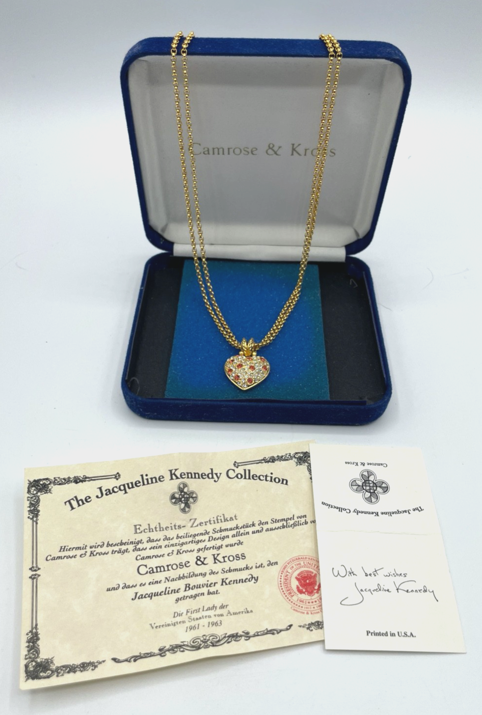 Vintage JBK Jackie Kennedy Camrose & Kross Statement Halskette Box + Zertifikat0