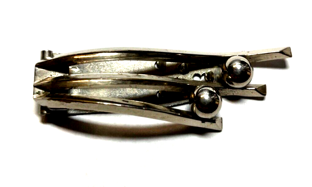 Antik Art Déco Clip 20er Jahre Kleiderclip Tuchclip Kugel Dekor Chrom Chrome10