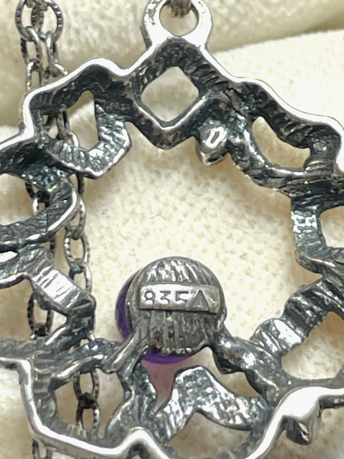 Vintage TEKA Design 835 Silber Kette + Anhänger 70er J Amethyst Brutalist gepfl.5