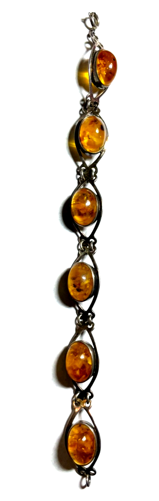 Vintage 835 Silber Fischland Armband mit 6 Bernstein Cabochons L 18,5 cm B  14mm3