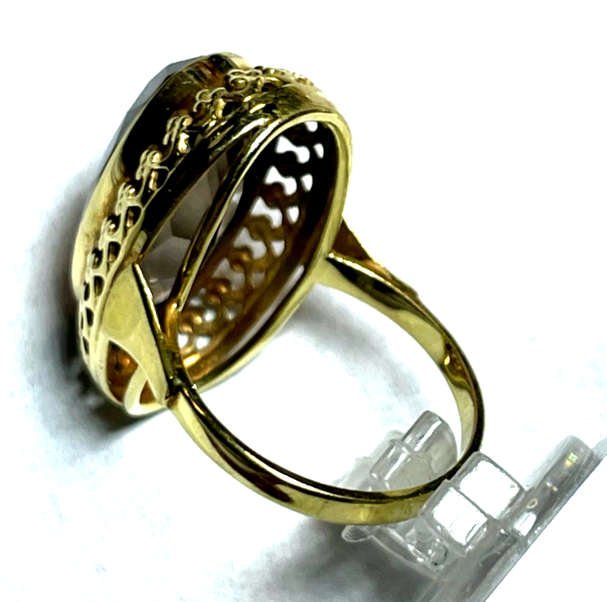 Vintage Design 333 Gold 8 K Ring Rauchquarz Ø 17,5 mm RG 55 Juwelier wunderschön6