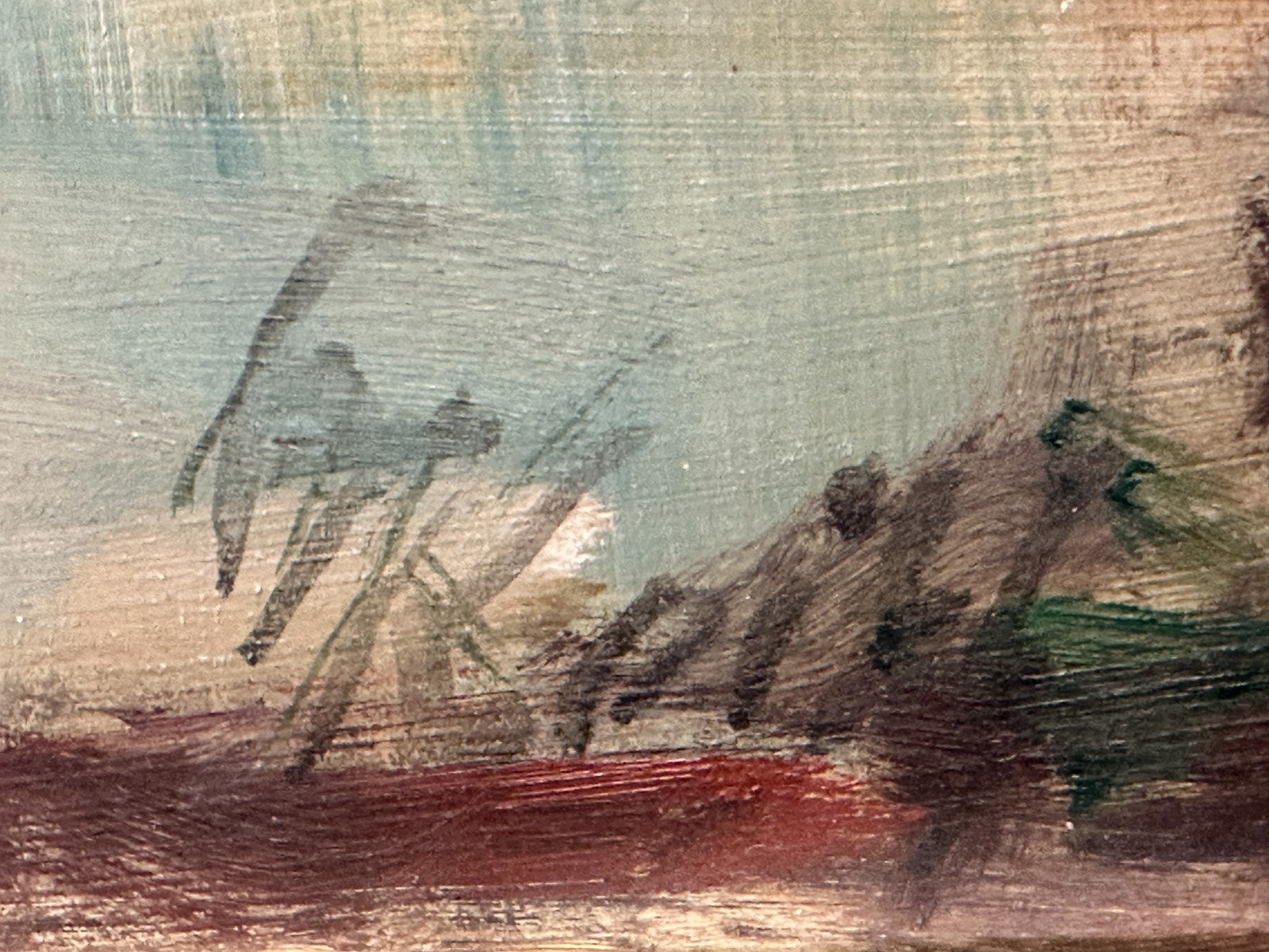 Ölgemälde um 1900 – ländliche Szene mit Ententeich & Hof - signiert "Keith"6