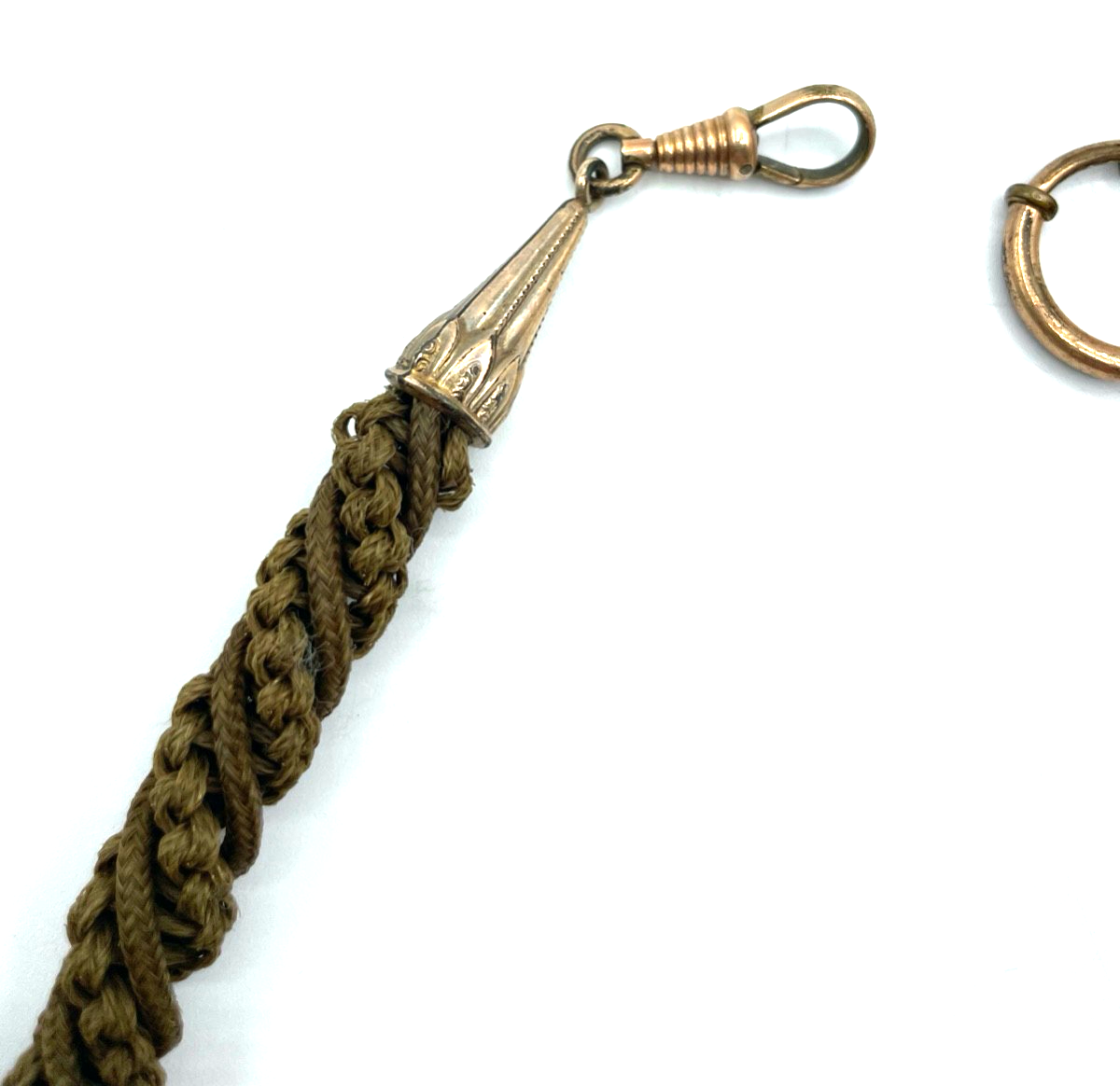 Antik Biedermeier Haarkette Uhrkette Taschenuhrkette Motiv Pferd Dubleegold gepf5