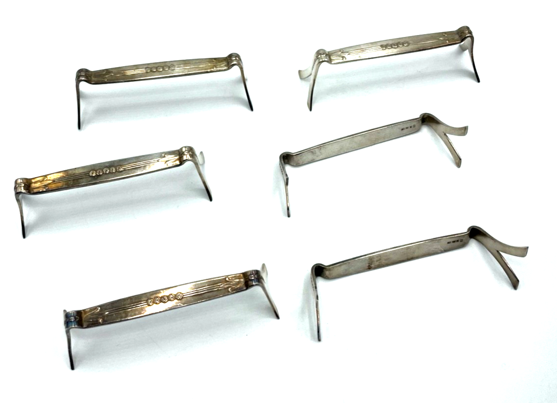 6 Stück versilberte WMF Messerbänkchen Jugendstil Straussenmarke Rosen Dekor4