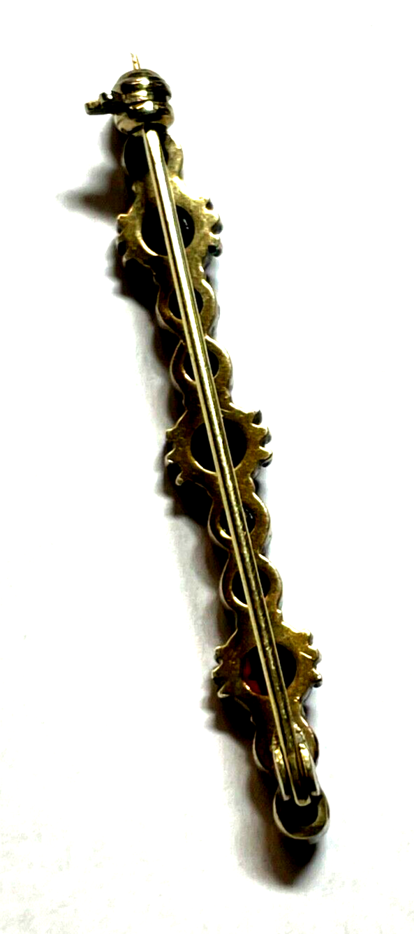 Wunderschöne antik Stabbrosche Granat Anstecknadel Golddouble L 42 mm elegant7