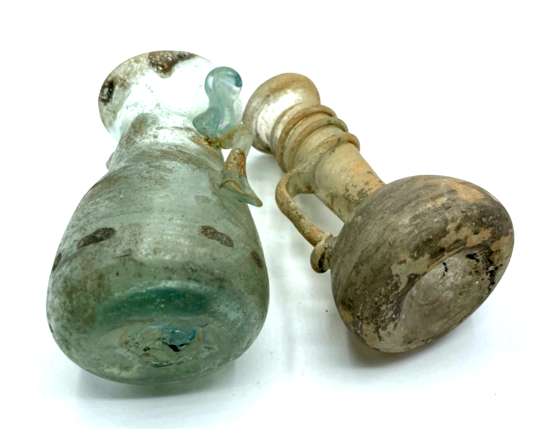 Vintage dekorative Museum Replik 2 kleine Glas Behälter nach römischem Vorbild4