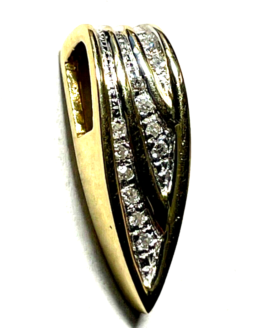 Eleganter 585 Gold 14 K Gold Gleiter Schieber Anhänger 12 Diamanten Juwelier6