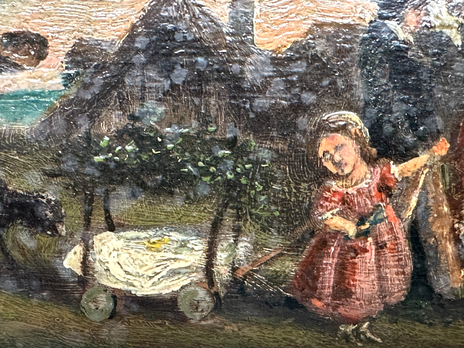 Genregemälde mit Kinderszene - Öl auf Holz - um 1870 – in originalem Rahmen8