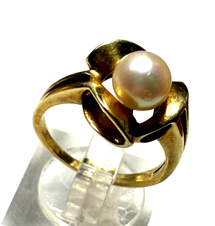 Solider Klassiker 585 Gold 14 K Ring RG 53 mit Akoya Perle Juwelier gepflegt 5Gr0