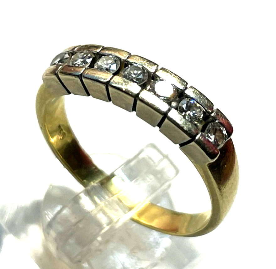 Solider massiver 750 Gold 18 K Ring 7 Brillanten 0,75ct. Ø 20 mm RG 63 Juwelier0