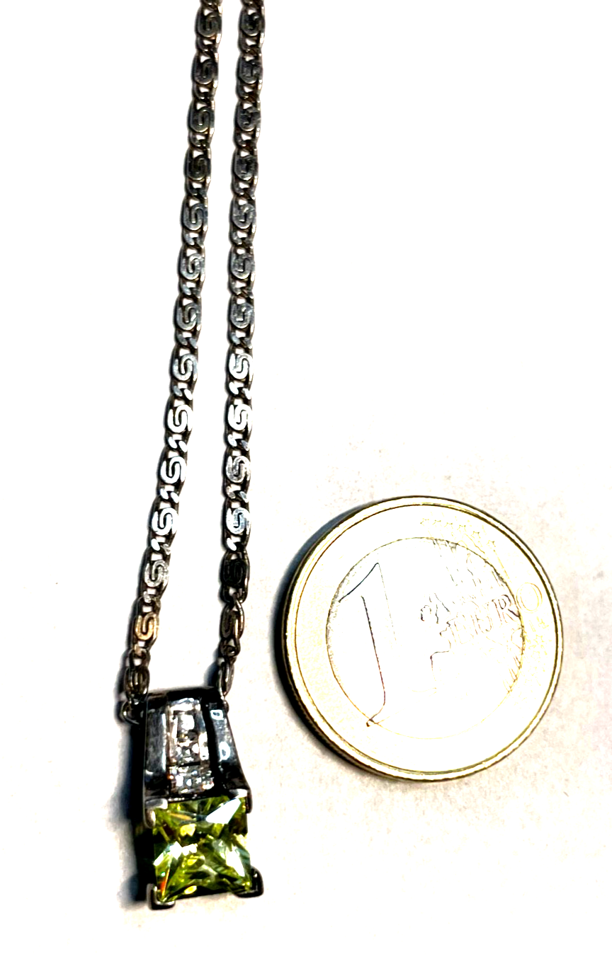 Attraktiver Anhänger Peridot grün CZ an 45 cm langen Silberkette Mäander Dekor6