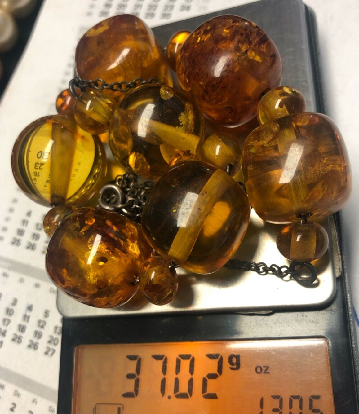 Vintage stattliche Bernstein Kette 925 Silber amber necklace 37 Gramm L 58 cm10