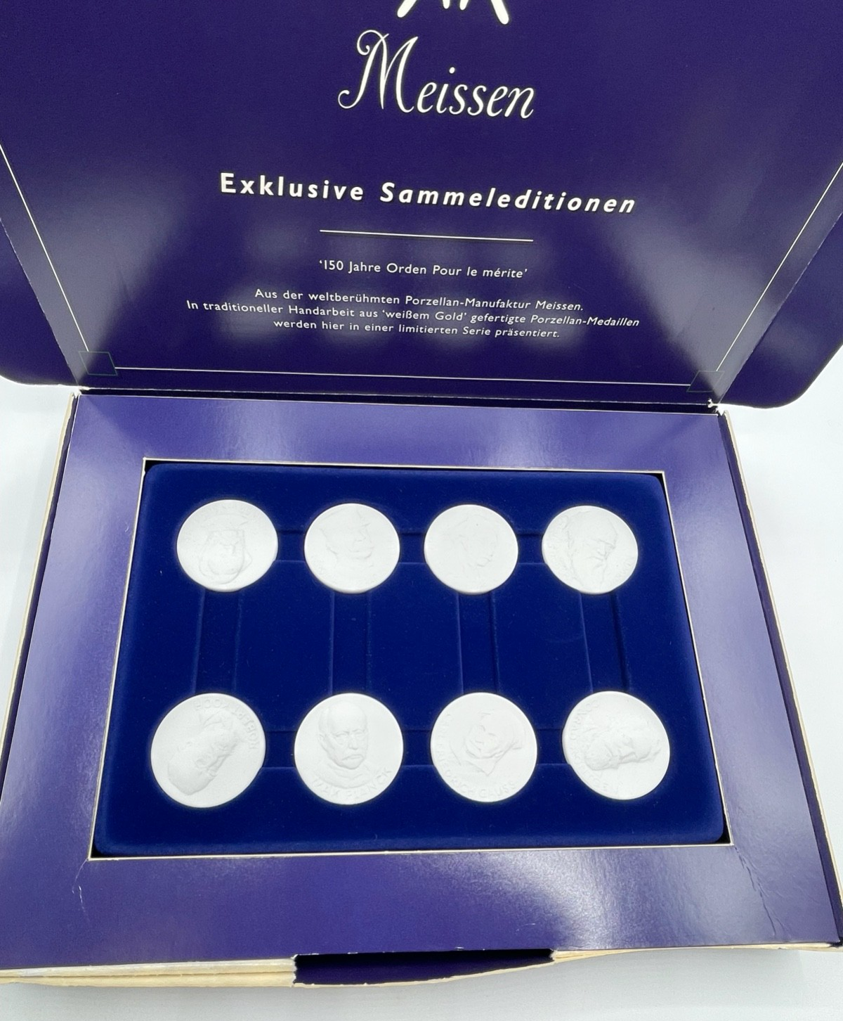 Meissen Porzellan Sammeledition 8 Medaillen 150 J Orden pour le mérité Ø 38 mm4