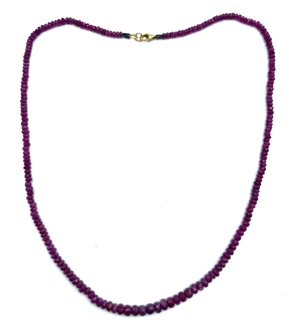 Facettierte Rubin Kette 585 Gold Collier Karabiner im Verlauf L 46cm sehr gepfl.0