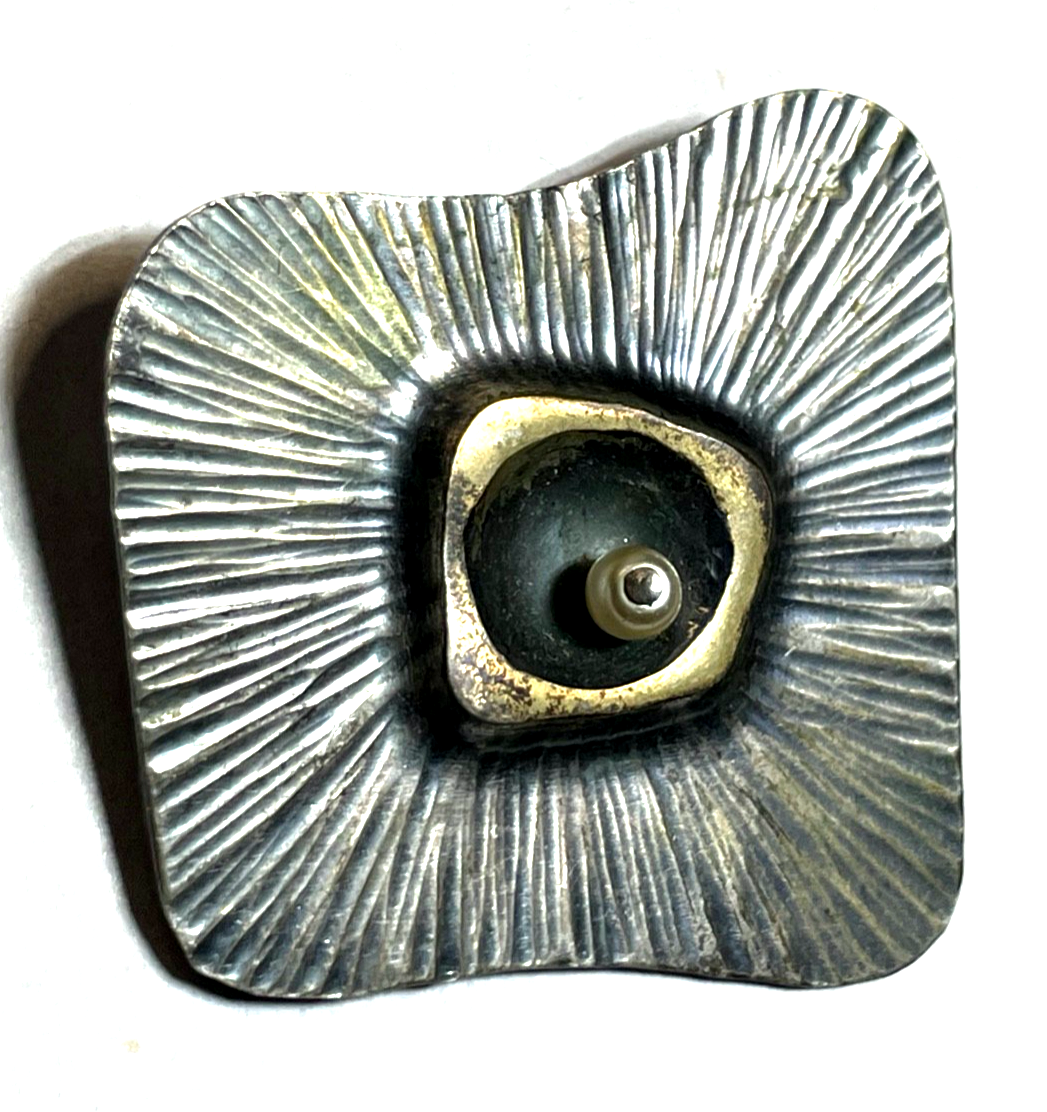 Vintage große J Designer Brosche Modernist 925 Silber Handarbeit 70erJ Unikat2