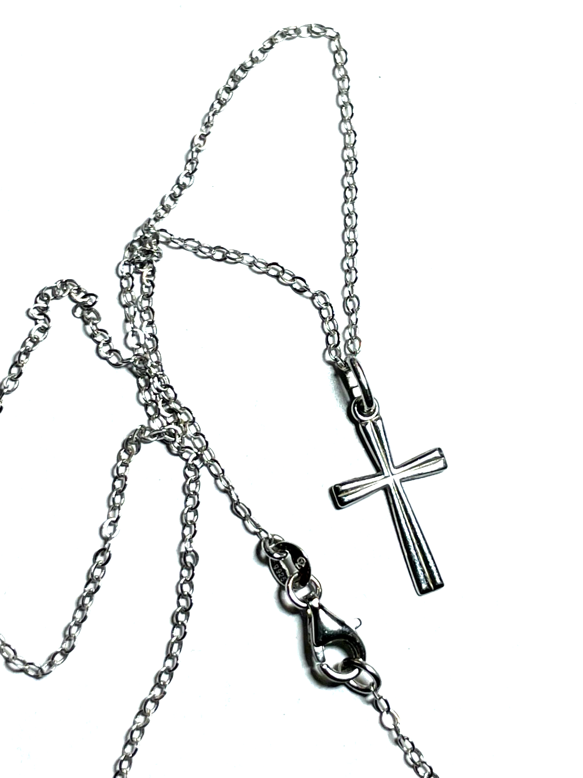 Vintage unisex Kreuz Anhänger 800 Silber an 46 cm Sterling Gliederkette gepflegt1