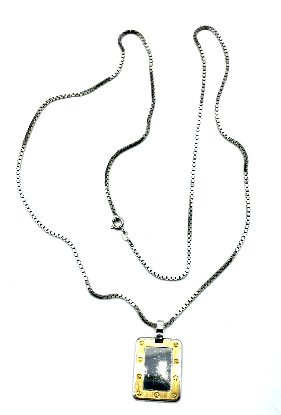 Solide lange 835 Venezianerkette + Silber Anhänger Schrauben Dekor Gravur unisex7