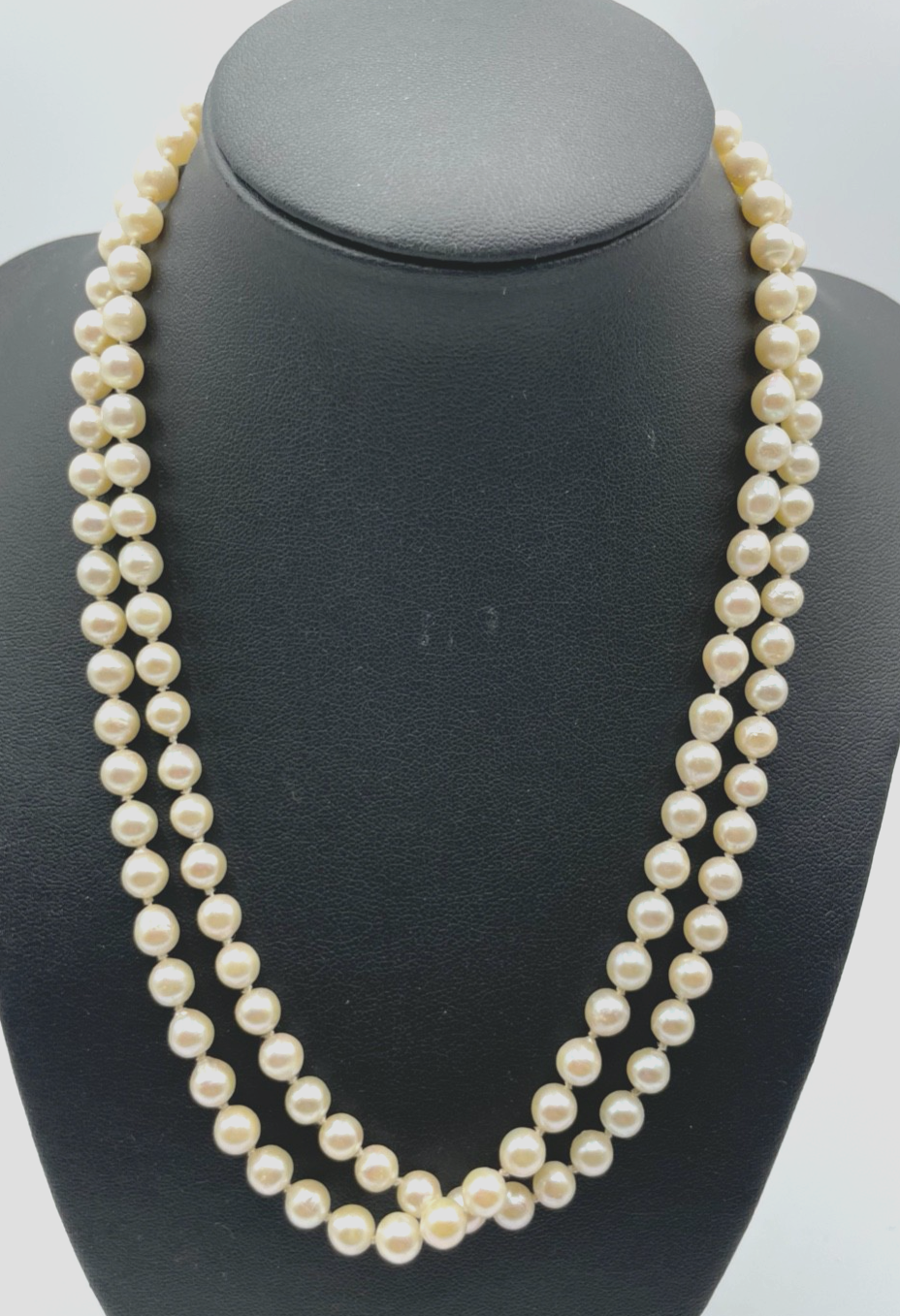 Akoya Perlenkette Endloskette rein Weiß L 95 cm Ø 6  mm sehr gepflegt0
