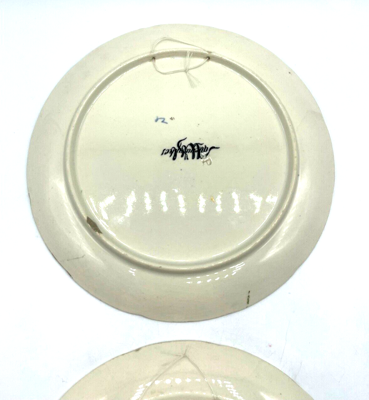 Antik 2 U&C Sarreguemines Keramik Wandteller amouröse Szenerie vor 1900 Ø19,5 cm7