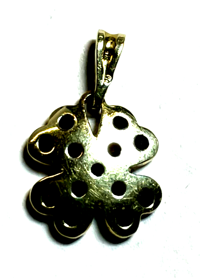 925 Silber vergoldet Granat Anhänger Kleeblatt sehr gepflegt shamrock Pendant4